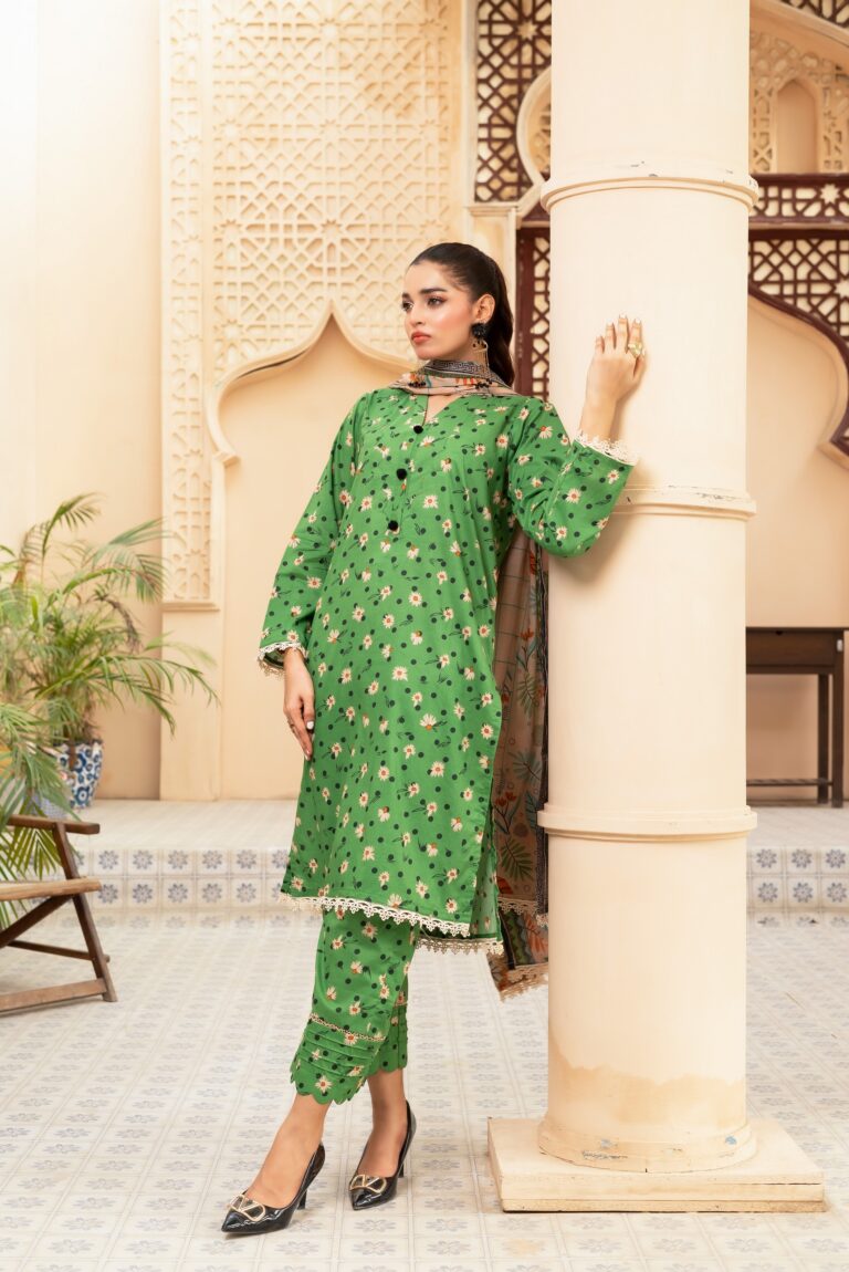 Unstitched Beige Printed Lawn 3 Piece