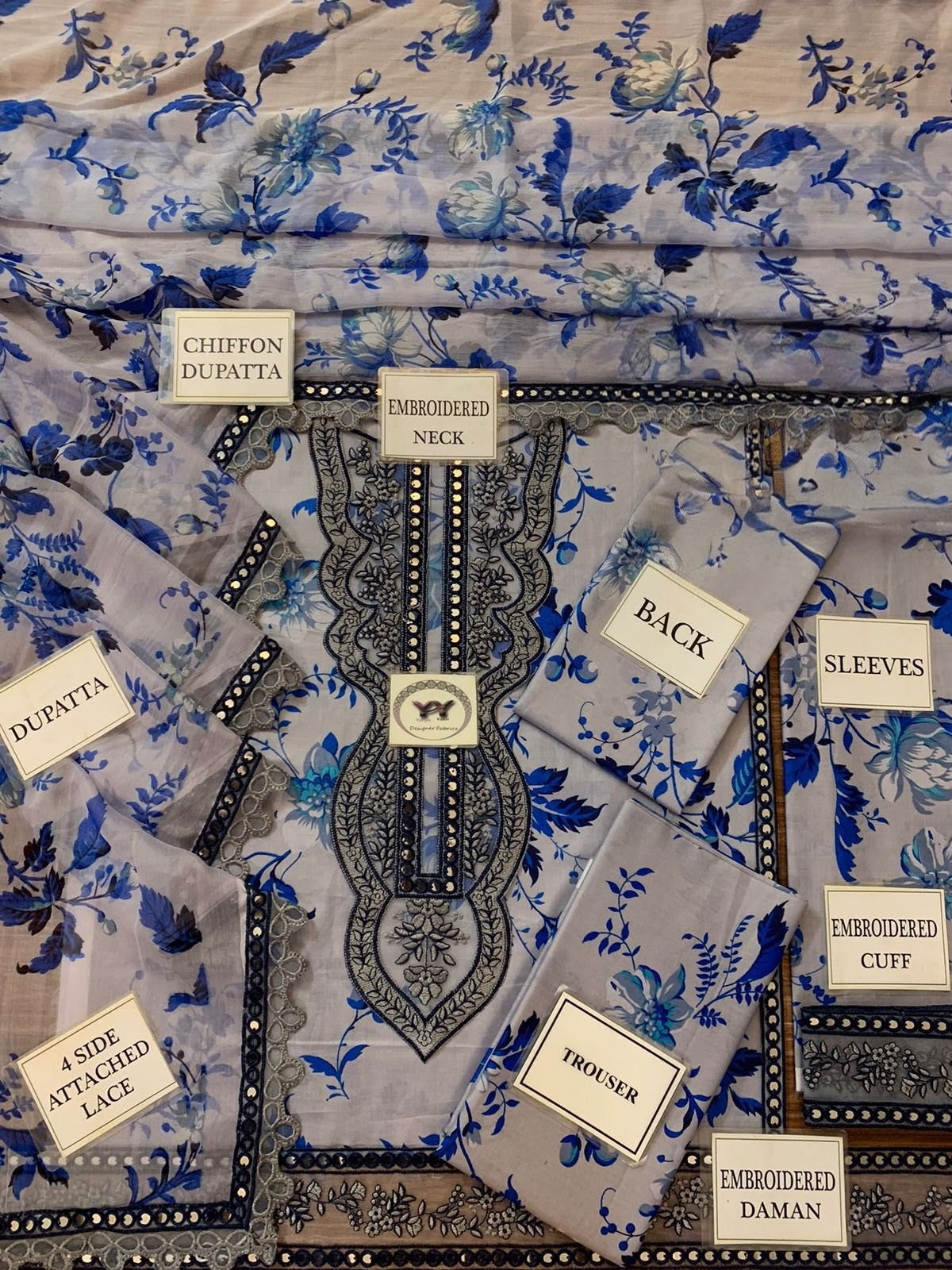 Embroidered Lawn Suit with Chiffon