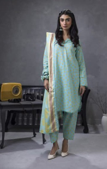 Charming Khaddar 3-Piece Printed Suit