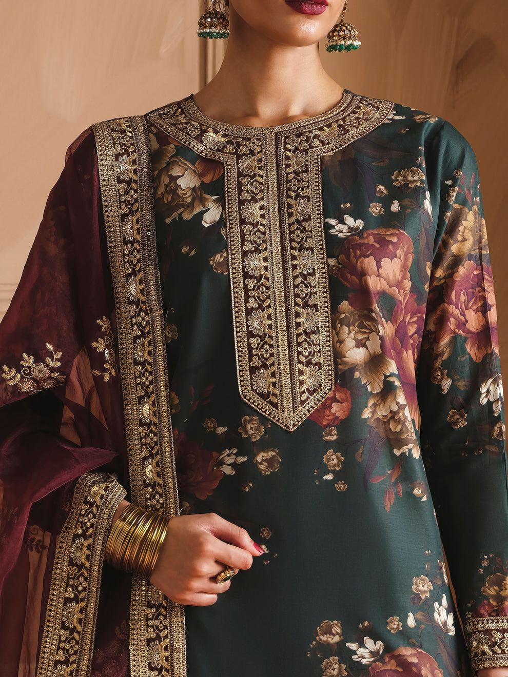 Elegant Printed Lawn Suit with Border and Cuff Embroidery