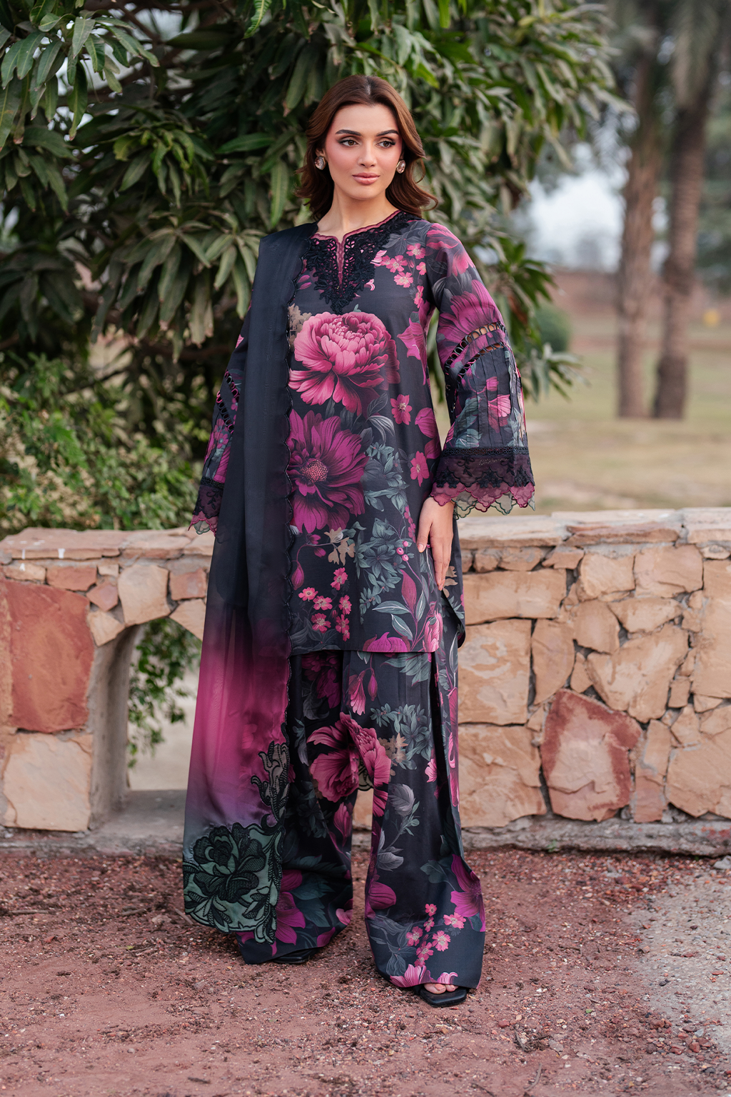 Printed Lawn Suit with Rich Embroidery and Chiffon Dupatta